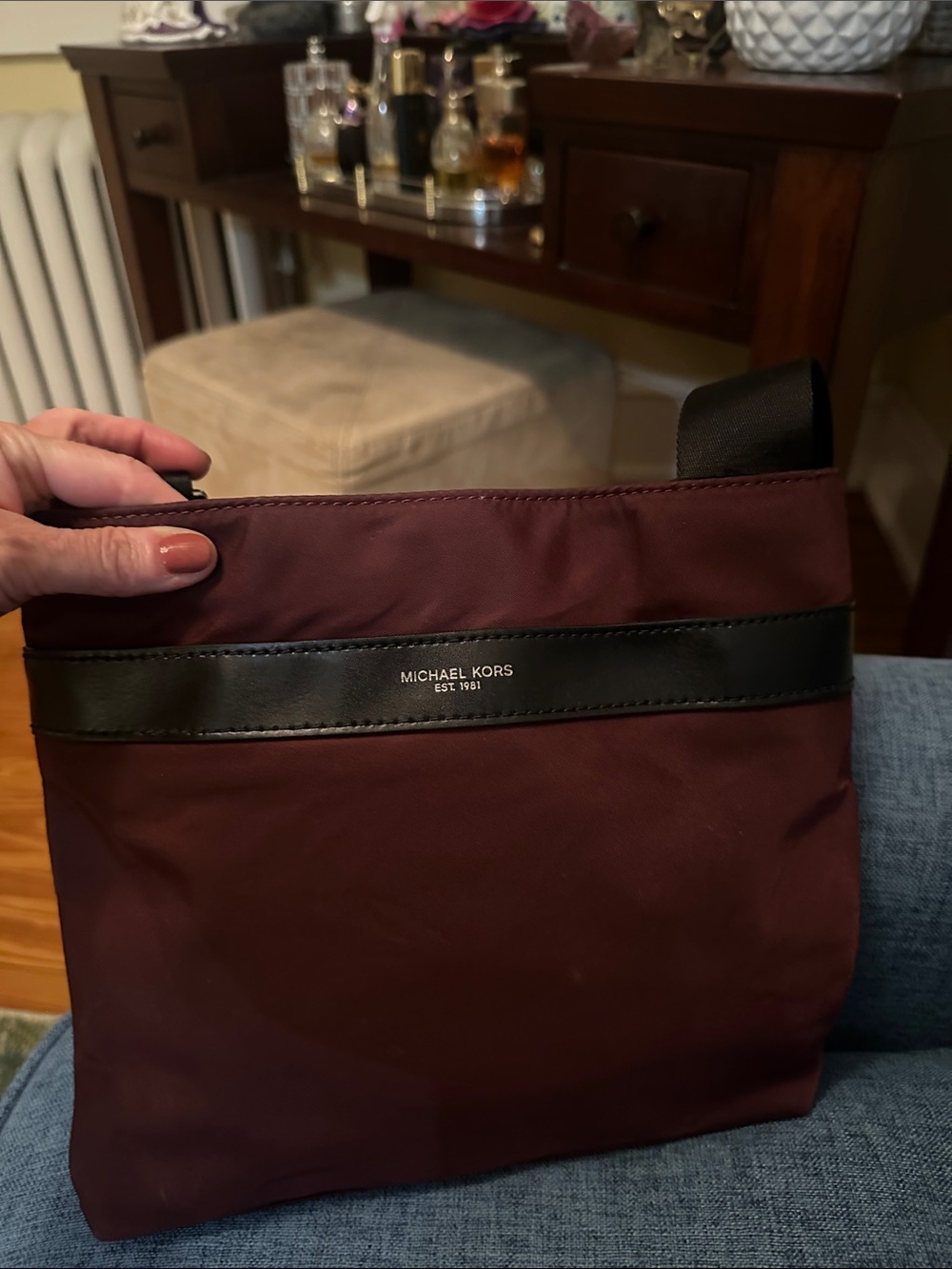 Michael Kors Maroon Crossbody with Black Trim